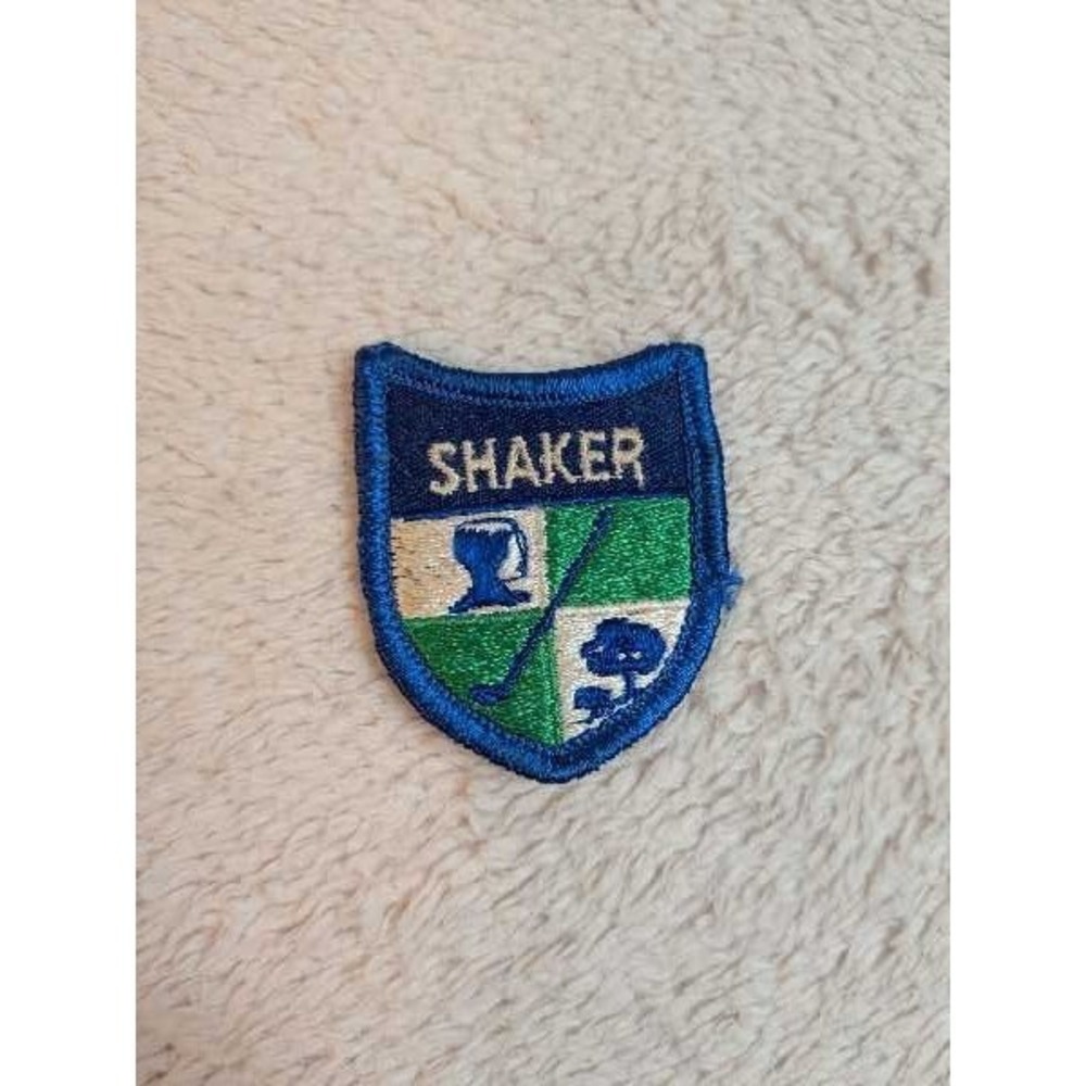 Vintage Shaker Embroidered Patch Crest Shield Crest Award Souvenir